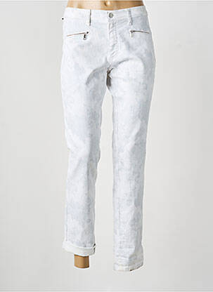Jeans coupe slim stretch taille normale blanc DESGASTE femme