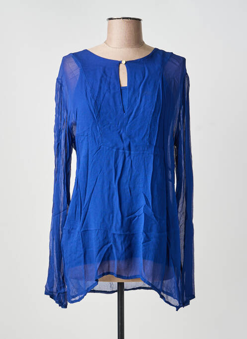 Tunique manches longues poignets évasés bleu LA FEE MARABOUTEE femme