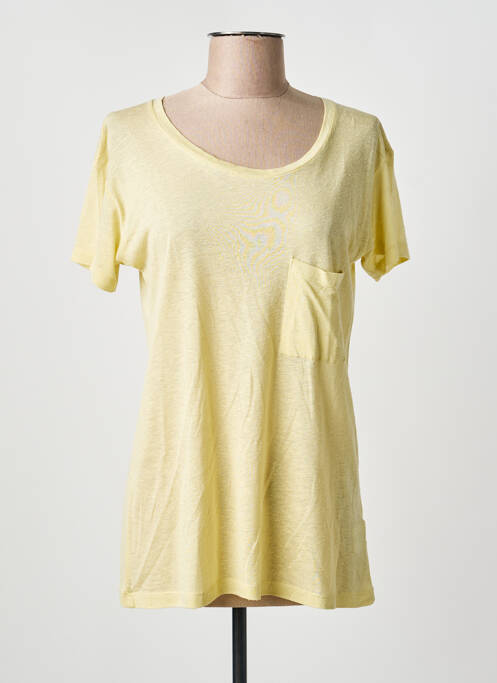 T-shirt stretch manches courtes jaune LA FEE MARABOUTEE femme