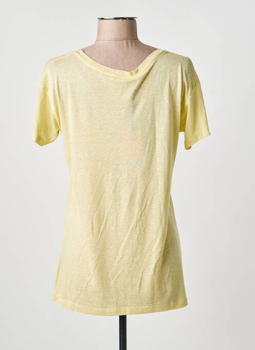 T-shirt stretch manches courtes jaune LA FEE MARABOUTEE femme