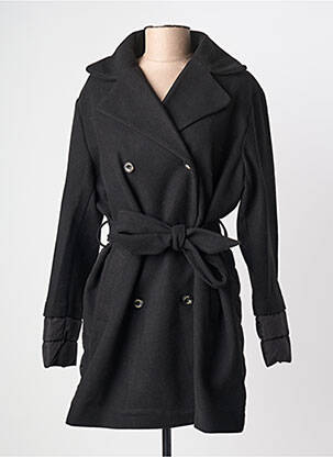Manteau long coupe cintrée sans capuche noir KAPORAL femme