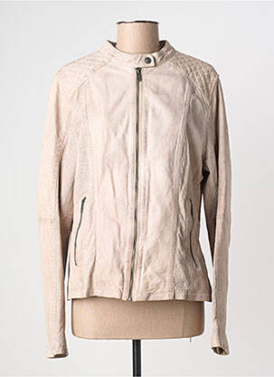 Veste en cuir poches beige BOMBOOGIE femme