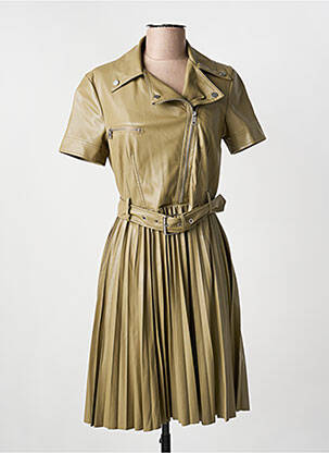 Robe mi-longue manches courtes manches courtes vert GUESS femme