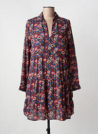 Robe mi-longue coupe fluide manches longues bleu KAPORAL femme