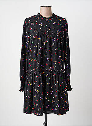 Robe mi-longue imprimé fantaisie manches longues noir MOLLY BRACKEN femme