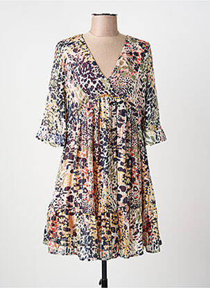 Robe mi-longue coupe fluide manches longues beige KAPORAL femme