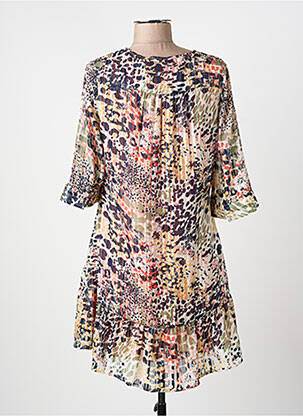 Robe mi-longue coupe fluide manches longues beige KAPORAL femme