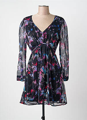 Robe mi-longue coupe fluide manches longues noir KAPORAL femme