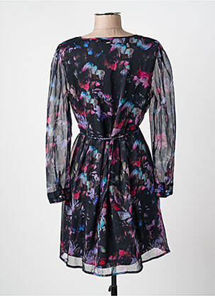 Robe mi-longue coupe fluide manches longues noir KAPORAL femme