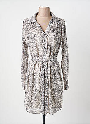 Robe mi-longue coupe fluide manches longues beige MOLLY BRACKEN femme