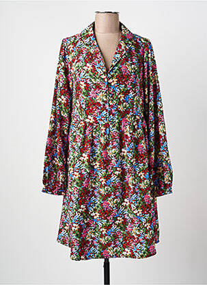 Robe mi-longue imprimé fleurs manches longues rouge MOLLY BRACKEN femme