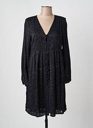 Robe mi-longue coupe fluide manches longues noir LE TEMPS DES CERISES femme
