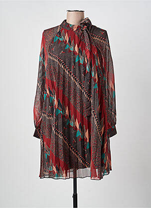 Robe mi-longue imprimé fantaisie manches longues rouge MOLLY BRACKEN femme