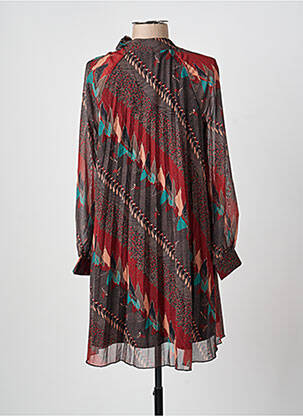 Robe mi-longue coupe fluide manches longues rouge MOLLY BRACKEN femme