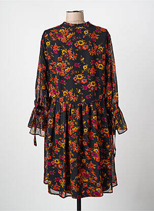 Robe mi-longue imprimé fleurs manches longues noir MOLLY BRACKEN femme