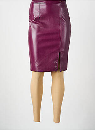 Jupe mi-longue fermeture zip latéral violet GUESS femme