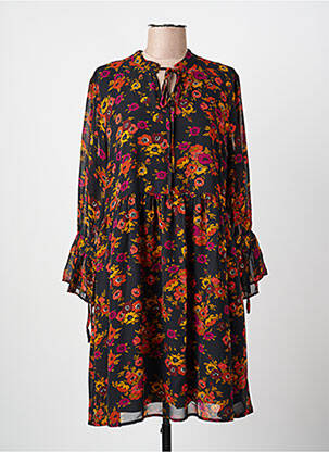 Robe mi-longue imprimé fleurs manches longues noir MOLLY BRACKEN femme