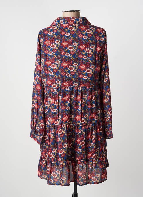 Robe mi-longue imprimé fleurs manches longues bleu KAPORAL femme
