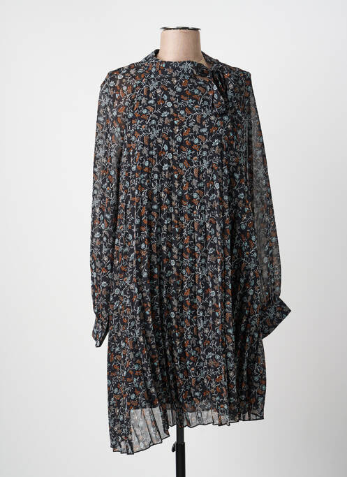 Robe mi-longue imprimé fleurs manches longues noir MOLLY BRACKEN femme