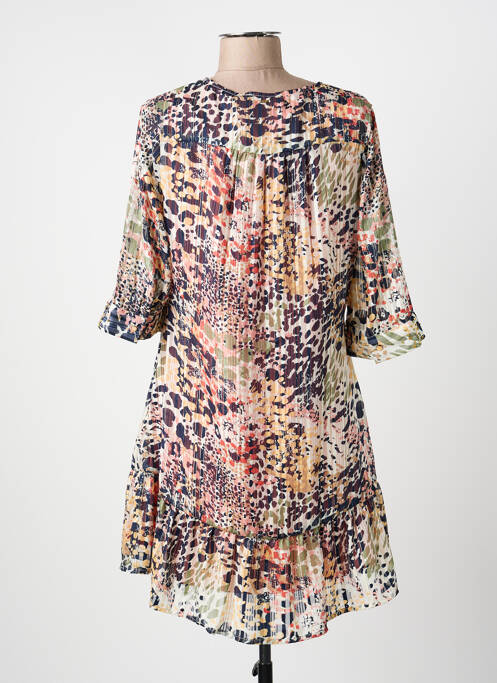 Robe mi-longue imprimé fantaisie manches longues beige KAPORAL femme