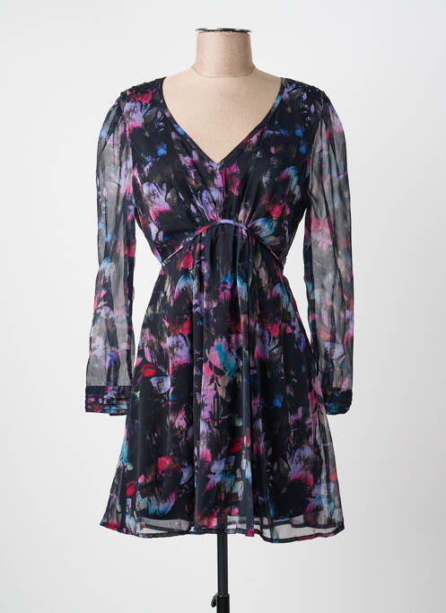 Robe mi-longue coupe fluide manches longues noir KAPORAL femme