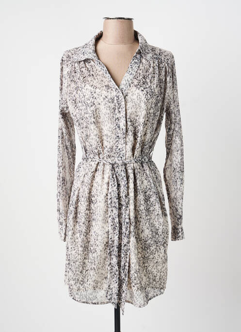 Robe mi-longue imprimé fantaisie manches longues beige MOLLY BRACKEN femme
