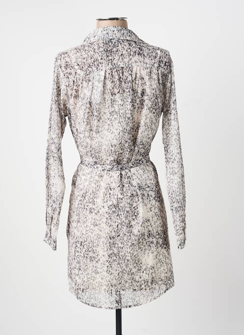 Robe mi-longue imprimé fantaisie manches longues beige MOLLY BRACKEN femme