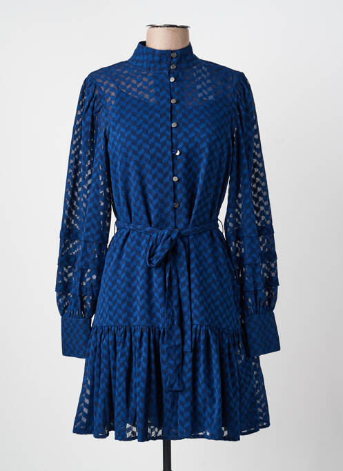 Robe mi-longue coupe fluide manches longues bleu MOLLY BRACKEN femme