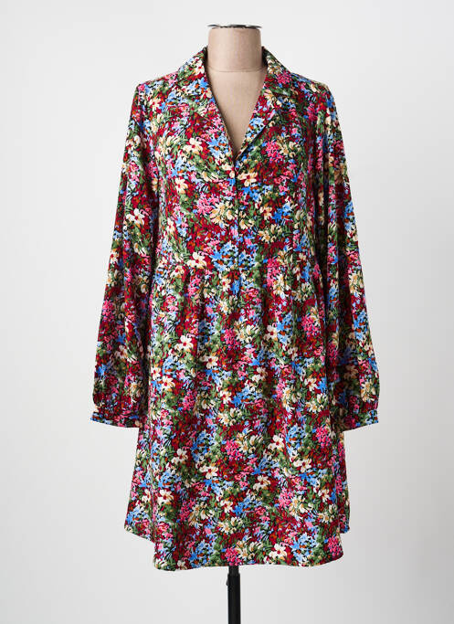 Robe mi-longue imprimé fleurs manches longues rouge MOLLY BRACKEN femme