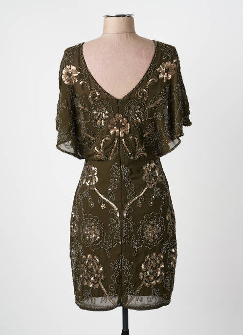 Robe mi-longue tissage crêpe manches courtes vert MOLLY BRACKEN femme