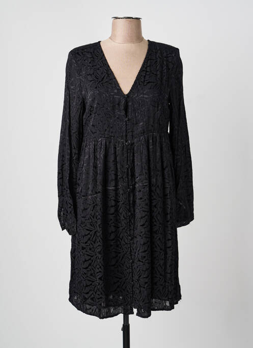 Robe mi-longue coupe fluide manches longues noir LE TEMPS DES CERISES femme