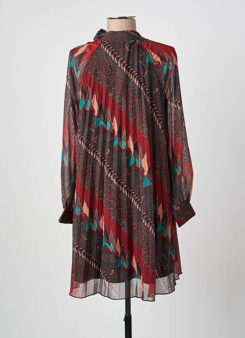 Robe mi-longue imprimé fantaisie manches longues rouge MOLLY BRACKEN femme