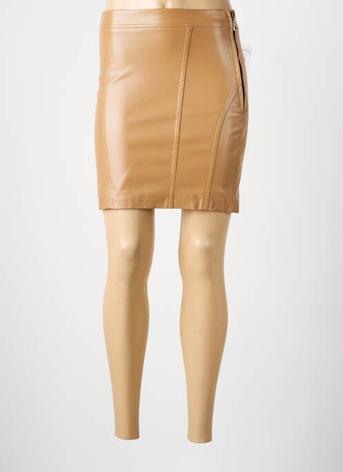 Jupe courte fermeture zip latéral marron GUESS femme