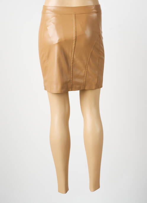 Jupe courte fermeture zip latéral marron GUESS femme