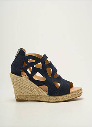 Espadrilles bout ouvert talon de 7 à 9cm bleu MYMA femme