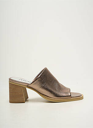 Mules/sabots matière lisse talon de 4 à 6cm marron MYMA femme