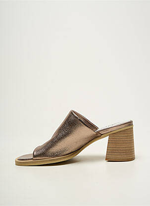 Mules/sabots matière lisse talon de 4 à 6cm marron MYMA femme