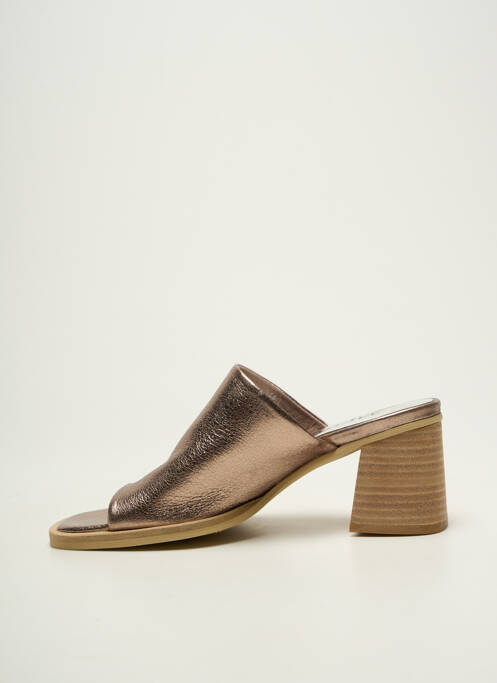 Mules/sabots matière lisse talon de 4 à 6cm marron MYMA femme