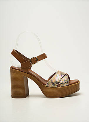 Sandales/nu pieds semi compensé talon haut de 10cm et plus marron CARLA TORTOSA femme