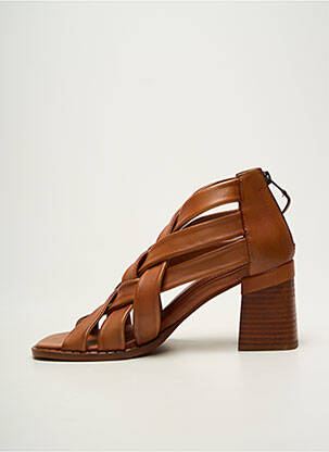 Sandales/nu pieds tissage satiné talon de 7 à 9cm marron REGARD femme