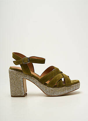 Sandales/nu pieds semi compensé talon de 7 à 9cm vert ADIGE femme