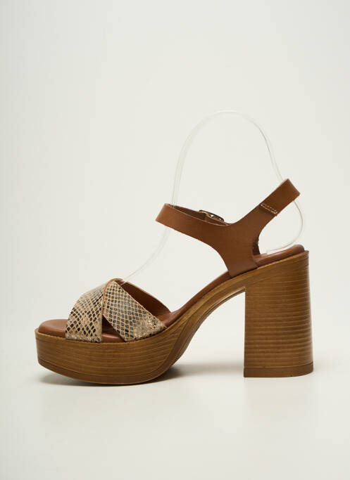 Sandales/nu pieds semi compensé talon haut de 10cm et plus marron CARLA TORTOSA femme