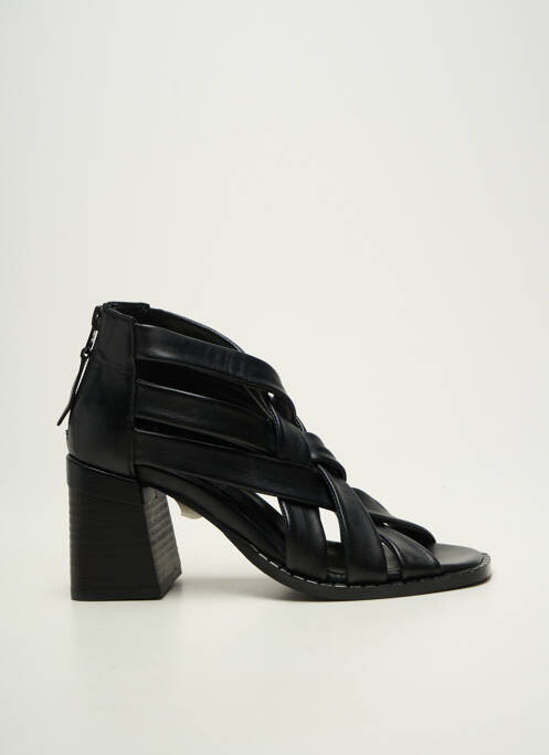 Sandales/nu pieds tissage satiné talon de 7 à 9cm noir REGARD femme