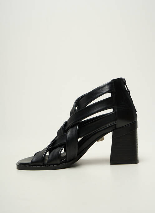 Sandales/nu pieds tissage satiné talon de 7 à 9cm noir REGARD femme