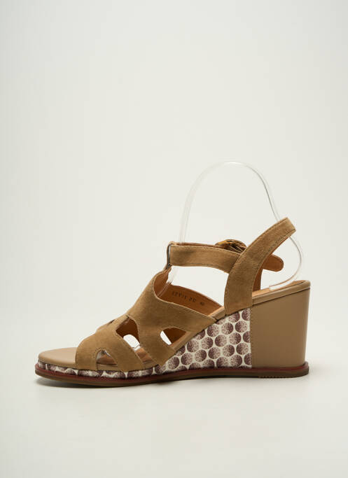 Sandales/nu pieds talon compensé talon de 7 à 9cm beige FUGITIVE BY FRANCESCO ROSSI femme