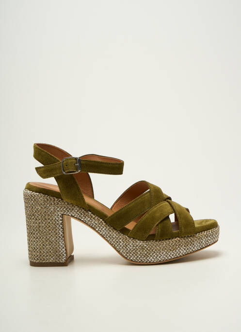 Sandales/nu pieds semi compensé talon de 7 à 9cm vert ADIGE femme