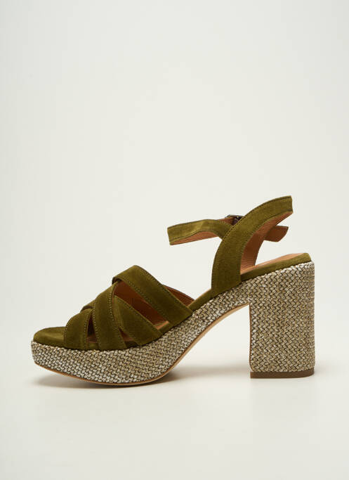 Sandales/nu pieds semi compensé talon de 7 à 9cm vert ADIGE femme