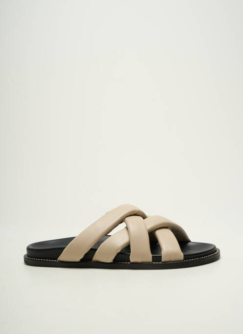 Mules/sabots bout ouvert talon plat jusqu'à 3cm beige MM BY MAXMARA femme