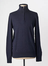 Pull maille souple et aérée manches longues bleu SCHOTT homme