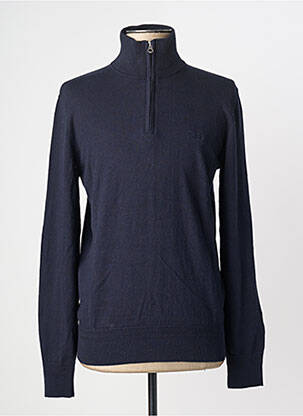 Pull maille souple et aérée manches longues bleu SCHOTT homme